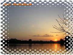 Cropped photo with borders and text. Sunset over the Iset river. (Click for a larger picture)