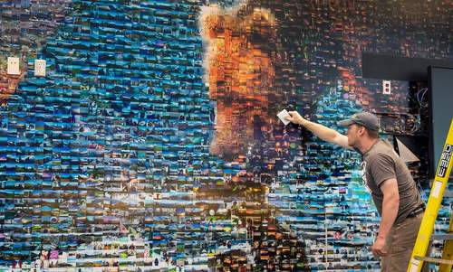 Printed mosaic at the wall in Anchorage airport.
