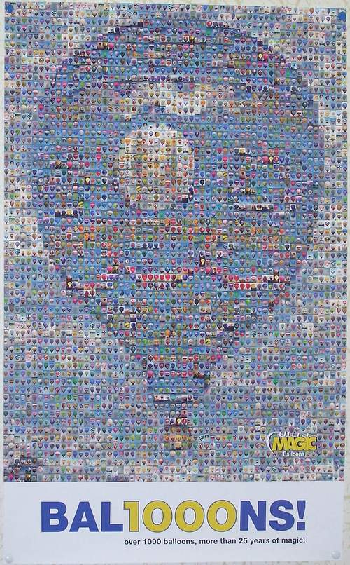 Mosaic from 1000 balloons.
The printed poster on the wall.
&copy; ULTRAMAGIC & PEPVALLS