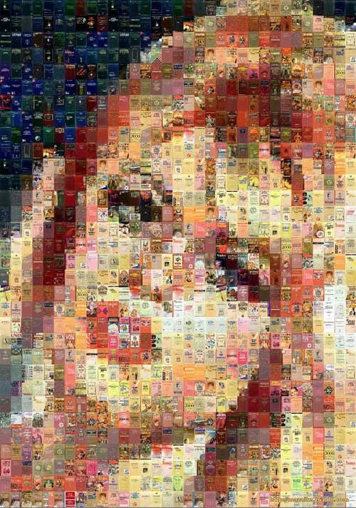 Brigitte Bardot made of book covers