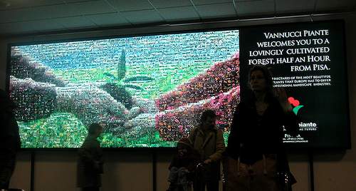 Large vinyl print mosaic (6x2 meters)
located at the Airport of PISA, in Italy.
&copy; LcSdesign