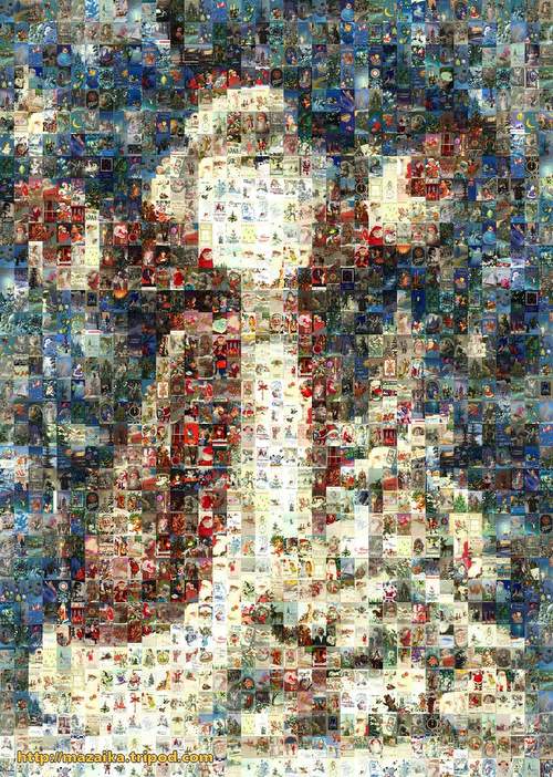 Mosaic Santa from old postcards
