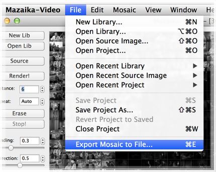 Step-by-step: Export to file menu.