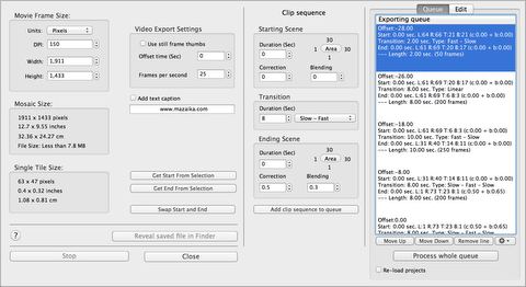 Output mosaic setup screen.