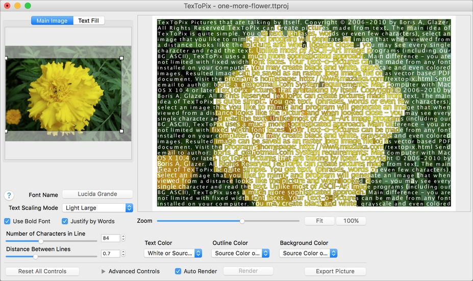 TexToPix - pictures made from text. Screenshot